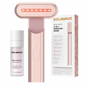 Solawave 4-in-1 Red Light Therapy Wand with Activating Serum LED Skincare Device